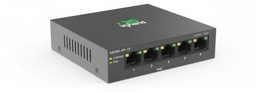 InHand Networks Switch PoE+ 5 Ports Gigabit (4X PoE+ @ 52W), Commutateur Ethernet Non Géré, Boîtier Métal, Fanless (Silencieux),VLAN Un Clic | Plug & Play pour Caméras IP, VoIP, TPE & Home Office