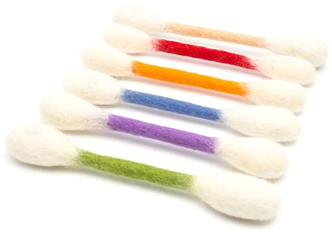 Glaciart One Swabs Cat Toys with Catnip - 6 Pk | Durable for Chew, Cute Cat Toys Interactive Kitty for Boredom, Exercise, & Play | Filled w/Organic Catnip for Anxiety & as Digestive Aid | Gift Idea