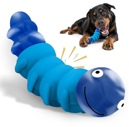 FuntasticFinds Indestruktibles Hundespielzeug für Starke Kauer & große Hunde - Kausicheres Nylon & Gummispielzeug mit Beef-Geschmack - Quietschendes Spielzeug gegen Langeweile & Stress (Blau)