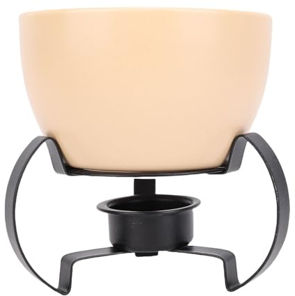 Generic Ostfondue-grytset Elegant Keramisk Smältdegel för Middagsfester, Romantiska Sammankomster 5,1 X 4,6 Tum (Beige)