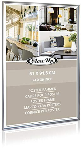 CADRE POUR POSTER EN PLASTIQUE ARGENTE - GRAND FORMAT 61 X 91,5 CM [Kitchen] (Leistenbreite 12mm),Pvc-Scheibe (Unzerbrechlich) [Kitchen] (Leistenbreite 12mm),Pvc-Scheibe (Unzerbrechlich)