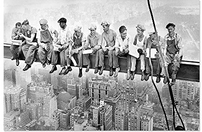 Leinwandbild Panorama Skylunch Keilrahmenbild, Bild auf Leinwand, Retro Foto Mittagspause auf einem Wolkenkratzer (120x80cm), Lunch ATOP a Skyscraper