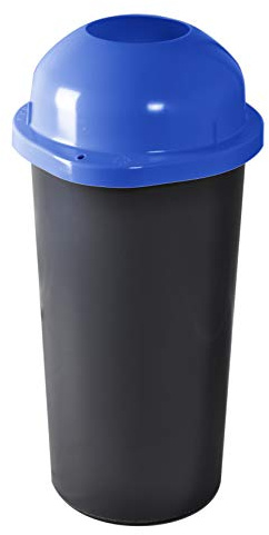 KUEFA HD-EW 60 Liter Mülleimer, Müllsackständer mit Einwurf-Scharnierdeckel und Befestigungsring für den Gelben Sack, Sammelbehälter für Pfandflaschen, Leergut (Blau)