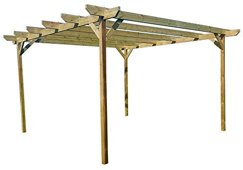 Arbor Garden Solutions Wooden pergola kit - Chamfered design rafters (2.4m x 2.4m 4 posts, Light Green (Natural))