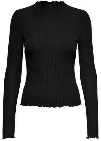 Only NOS Donna Onlemma L/s High Neck Top Jrs Maglia a Maniche Lunghe Not Applicable, Nero (Black Black), Large