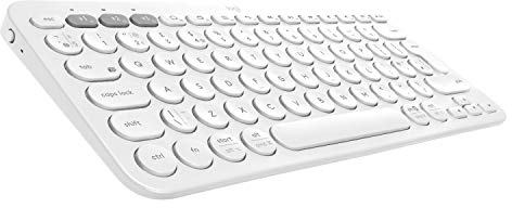 Logitech K380 Teclado Inalámbrico Multi-Dispositivos para Windows, Apple, iOS, Android, Chrome, Disposición QWERTY US Internacional, Blanco
