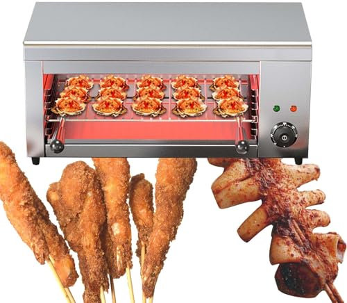 Parrilla De Encimera EléCtrica Comercial De 2000 W, Para Barbacoa, Plancha AutomáTica Para Pescado Y Verduras De 50-250 °C, Asador De Carne De Acero Inoxidable