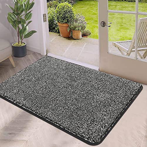 Pauwer Fußmatte Rutschfester Eingangstürmatte Waschbar strapazierfähiger Schmutzfänger Teppich für Eingang, Patio, Flur, Garten, Innen und Außen (60X90cm, Schwarz)