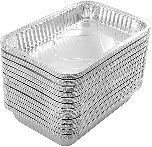 Ulalaza 30 pezzi quadrati 21X14X4.5 cm vassoi usa e getta in foglio di alluminio contenitori per arrostire contenitori in carta stagnola per la cottura al forno conservazione congelata degli alimenti