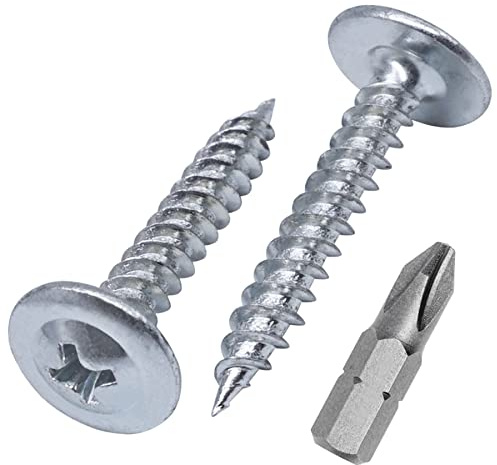 Lot de 800 vis à bois en acier zingué 4,2 x 25 mm Vis à bois cruciformes à tête bombée modifiée auto-taraudeuse (800, 4,2 x 25 mm)