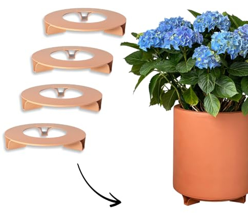 terraced® - 4er Set - Blumentopf Untersetzer - Farbe: Terrakotta - Rund - 27cm Durchmesser – Untersetzer Blumentopf – Recycling Material - Made in Germany