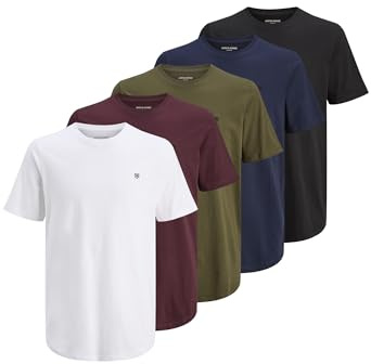 JACK & JONES Homme Jprblabrody Tee Crew Neck 5pk MP T-Shirt, Bleu Marine, XL EU