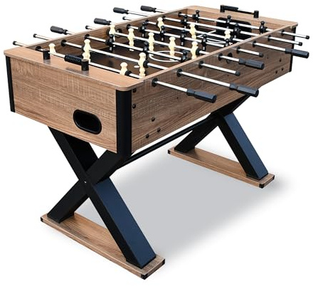 Hathaway Fullerton 48-in Foosball Table, Arcade Table Soccer for Game Rooms, Includes (2) 36-mm ABS Foosballs, Driftwood (BG50330)