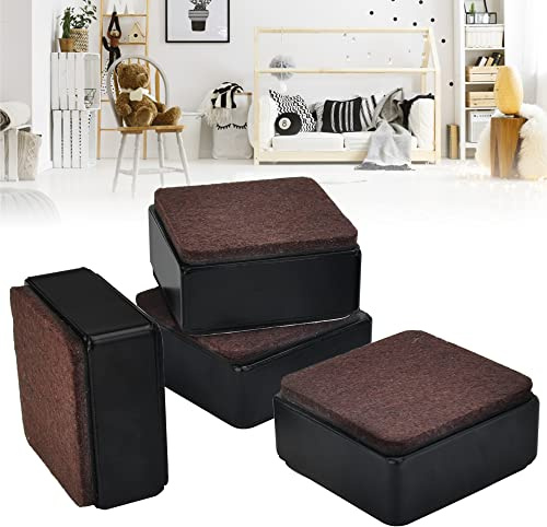 ZACUDA 4 Stück Möbelerhöhungen aus Karbonstahl, rutschfest, Möbelerhöhung, selbstklebend, 60 x 60 x 32 mm, quadratisch, Tischerhöhung für Sofa, Schrank, schwarz