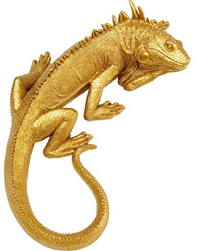 Kare Design Wandobjekt Lizard, Gold, Wandschmuck, Deko Objekt, Tiermotiv, Wohnzimmer, Schlafzimmer, Flur, 40x17x9 cm (H/B/T)