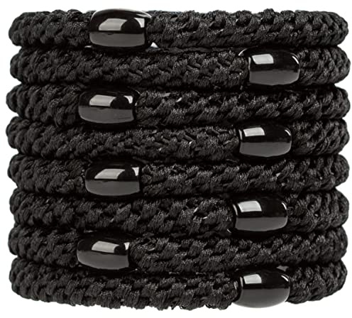 J.CARP 8 unidades de pelo negro para mujeres y niñas, bandas elásticas para el cabello, no daña ni crease, perfectas para niñas y mujeres con pelo grueso o rizado