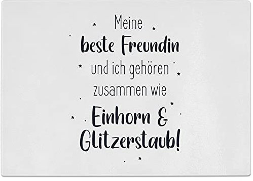 JUNIWORDS Glasschneidebrett, Meine beste Freundin und ich gehören zusammen wie Einhorn & Glitzerstaub! (1008693)