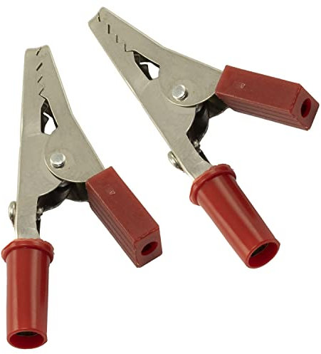 AERZETIX - C66061 - Juego de 2 Pinzas/enchufes cocodrilos para conector banana - color: rojo (positivo) - multímetro coche asistencia reparación batería auto-moto vehículo sensor cable