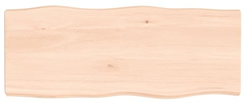 Homgoday Tischplatte Ersatztischplatte Schreibtischplatte Holzplatte Tischplatte Ersatztei für Esstisch Couchtisch Gartentisch 100x40x6 cm Massivholz Eiche Unbehandelt Baumkante
