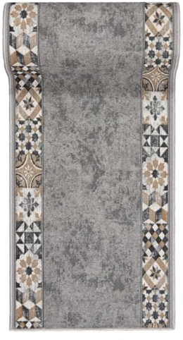 Mazovia Läufer Flur 100x400cm Anthrazit Grau Klassisch 90er-Retro Weich | Teppichläufer für Küche Waschküche Schlafzimmer Rutschfest Wetterfest Pflegeleicht Gummiunterseite Kurzflor Verkauf pro Meter