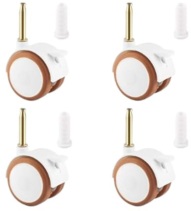 4er Set Möbelrollen Klein mit leisen Gummil Rädern,Lenkrollen Bremsen und Hülsenstiften für Trolleys,Kinderbett,Stubenwagen,Blumenständer