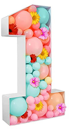 SIYANO Cornice per palloncini con numeri da 91 cm, scatola di riempimento digitale per palloncini a mosaico, per bambini e ragazze, sfondo per feste di compleanno, baby shower