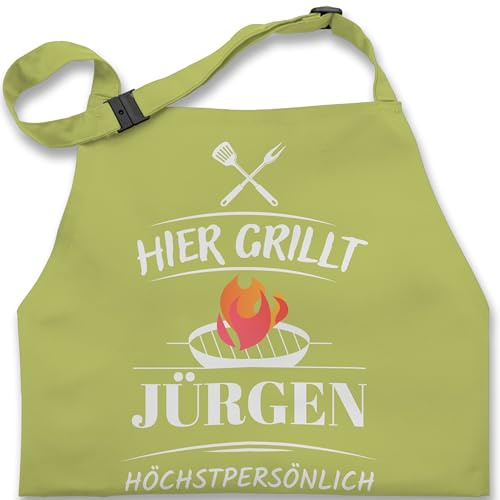 Kinderschürze Schürze Kinder Jungen Mädchen - Grillschürze - Hier grillt Name höchstpersönlich I Geschenk Grillen I Grill Geschenk I Lustiges Geschenk Papa I Vatertag I Geburtstag - 2-6 Jahre