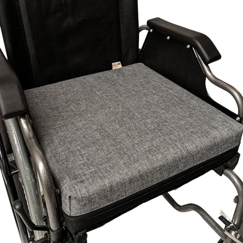 SENIORI Rollstuhlkissen Sitzkissen für Rollstuhl Sitzerhöhungv 42 x 42 x 8 cm Antidekubitus Kissen mit doppelter Schaumstoffschicht (3K. Grau)