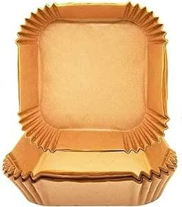 Juego de 50 piezas de papel para horno para freidora de aire cuadrada – Bandeja de papel para freidora de aire – Papel de horno reutilizable – Bandeja para freidora de aire antiadherente y antigrasa –