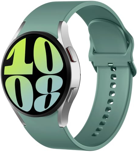 Mastten Kompatibel med Galaxy Watch 7 6 5 4 rem 40 mm 44 mm, mjukt silikon sportband för Galaxy Watch FE/6 Classic / 5 Pro / 4 Classic, inget mellanrum rem för kvinnor män, furugrön