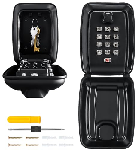 DYDHRER Schlüsseltresor mit Zahlencode,12 Stellig Schlüsseltresor,Wasserdicht Schlüsselbox,Groß Schlüsselsafe Aussen,Wandbefestigte Schlüsselsafe für Haus,Schlüsselsafe mit Code für Büro,Garage,Schule