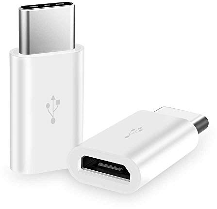 OcioDual Adaptateur Micro USB vers Type C, Chargement et Transfert de Données, Blanc, Compatible avec Smartphones, Tablettes et Autres Appareils USBC, MicroUSB Femelle 5 Broches, Type C Mâle