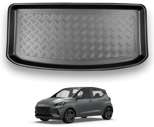 NOMAD Boot Liner Mat for Hyundai i10 2020+ [Non-adjustable boot floor] | Tailored PE Car Boot Protector Tray, Waterproof Raised Edge Trunk Mat, Easy Clean Cargo Floor Liner