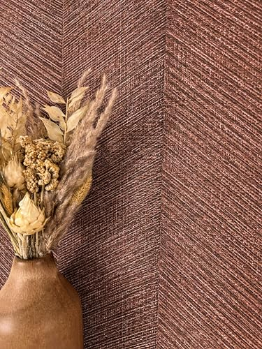 NEWROOM carta da parati Marrone Strisce Tessuto non Tessuto - Striscia Rossi Rosso-marrone Linea Tessile Moderna