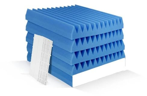 YOGAES Lot de 12 panneaux en mousse acoustique, pour studio d'enregistrement à domicile, isolant acoustique, bande d'étanchéité décorative à absorption haute densité, bleu, haute densité, 12 pièc