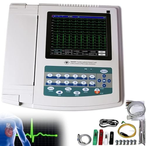 GEJLELDS 12-Kanal-EKG/EKG-Monitor, Sync-Print, mit EKG-Wellenform-Demomodus, manuelle oder automatische Wellenformaufzeichnung, für medizinische
