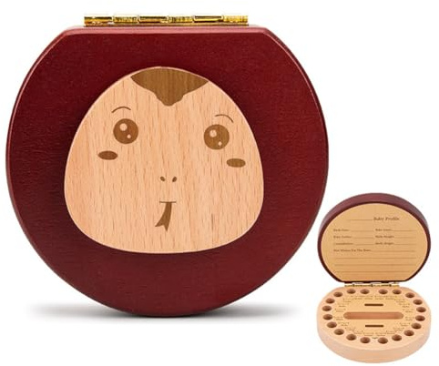 Surwin Caja de Dientes de Leche, Caja en Madera para Niños y Niñas como Regalo Souvenir para Guardar Dientes, Hecho a Mano Caja de Dientes. Caja de Dientes de Leche (patrón de serpiente)