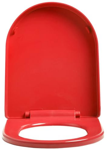 Dazzluxe Toilettensitz D-Form, Toilettensitze Mit Absenkautomatik Und Verstellbaren Scharnieren Zur Befestigung Oben, Schnellverschluss Für Einfache Reinigung, Toilettendeckel Aus PP-Material,Rot