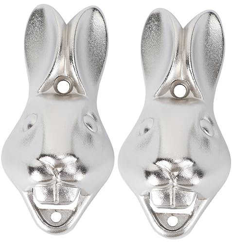 OKUMEYR 2pcs Unique Shape Bottle Opener Wall-Mounted Beer Opener Stylish Silver for Bartenders