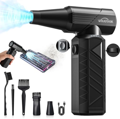 WHATOOK Compressed Air Duster: 180,000RPM Electric Air Duster with Brushless Motor, Stepless Speed Regulation, Black