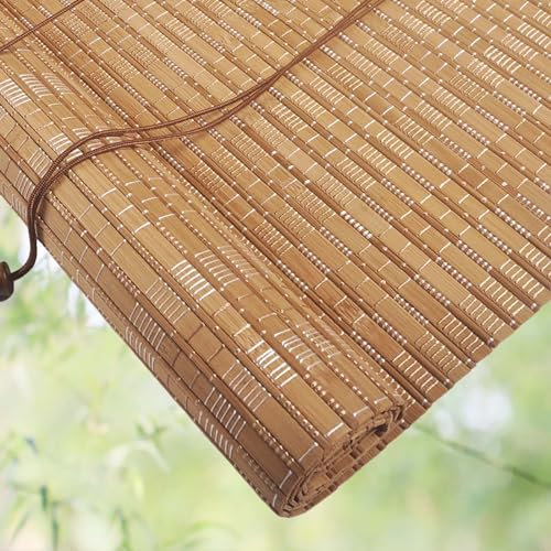Bambus Raffrollo 150x300cm atmungsaktiv Verdunkelung Sichtschutz für Balkon/Terrasse/Veranda Indoor/Outdoor Retro Stil 90x100cm Rollo 60x80cm Naturmaterial mit Aufzug (Größe:50x170cm)