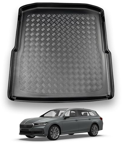 NOMAD Boot Liner Mat for Skoda Superb Estate 2024+ | [Non-adjustable boot floor], Tailored PE Car Boot Protector Tray, Waterproof Raised Edge Trunk Mat