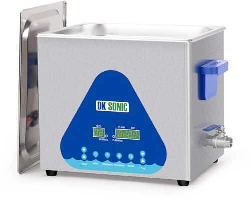 DK SONIC Nettoyeur à Ultrasons, 10L 240W Nettoyeur Industriel à Ultrasons avec Chauffage et Minuterie, Commande Numérique et Panier, Fonctions Multiples pour les Moteurs de Moto,Carburateurs,Chaînes