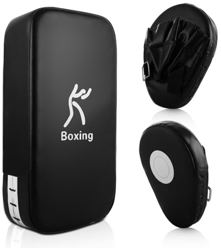 AKOLAFE Boxing Pads Mitts Kick Pack Set 2 in 1 Boxing Gloves and Pads Thai Karate Pad Taekwondo Sparring Gloves Martial Arts MMA Punching Mitts Boxings Set for Adult
