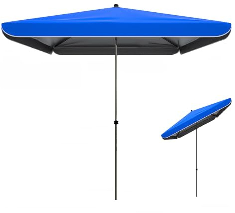 WATAOW Sombrilla De Jardín Inclinable De 200 X 200 Cm, Sombrilla Rectangular para Patio, para Terrazas, Piscinas Y Balcones(Blue)