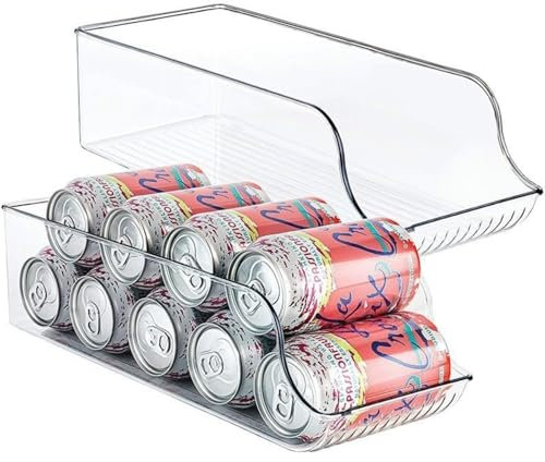 DATSH 2-Pack Can Fridge Dispenser Organizer, Clear Plastic Storage Drawer for Canned Drinks Food Fridge Storage Containers, Kitchen Pantry Organiser & Household Essentials