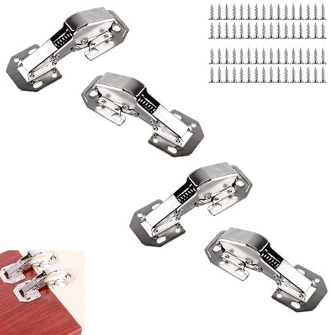 4 Stück Aufschraubscharnier Scharniere Schranktür mit 32 Schrauben Rahmenlose Verdeckte Schrankscharniere für Möbel Schränke Holztür
