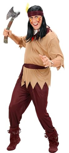 W WIDMANN MILANO Party Fashion - Indianer Kostüm Herren | 4-teilig mit Oberteil, Hose, Gürtel und Stirnband im Wilder Westen Look für Karneval und Mottoparty