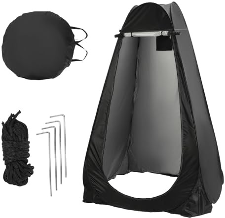 Pop-Up Toilettenzelt – Schwarzes Duschzelt mit UV-Schutz, wasserdichtem Polyester, Fenster & Tragetasche – Ideal für Camping, Strand & Outdoor-Aktivitäten