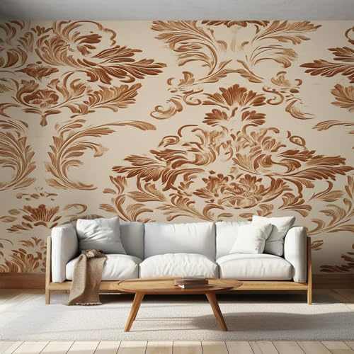Papel Pintado Damasco Barroco, Papel Pintado Pared Vintage de Decorativos del Hogar, para Salon Dormitorio Decoracion Pared, 308x220cm
